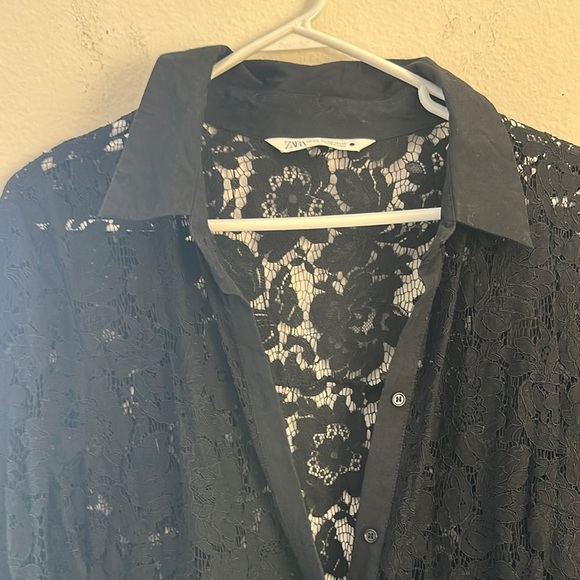 Zara Black Lace Button-Up Dress XXl - Picture 9 of 10